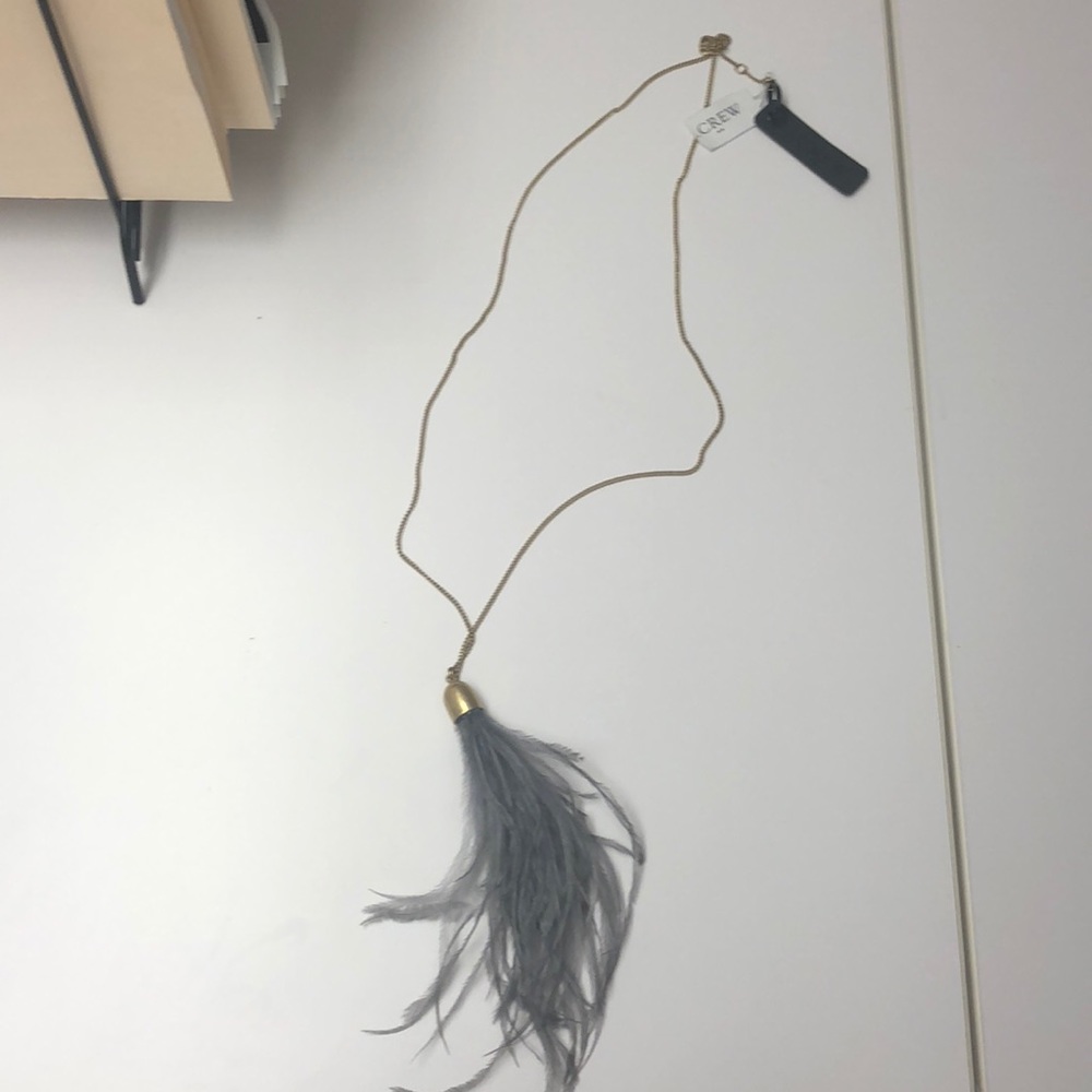 J.Crew long feather necklace NWT